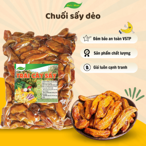 Chuối sấy dẻo Lets Nuts túi 1kg đặc sản Đà Lạt giữ nguyên mùi thơm độ dẻo của chuối vị ngọt ngào dai dẻo khó quên