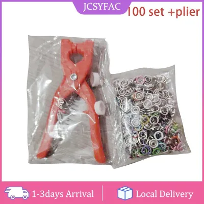 【JCSYFAC】 Plier Tool Colour Metal Snap Sewing Button Claw Set Hollow Solid Snap Fasteners Kit For Installing Clothes Bags