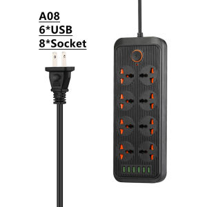 (Free Gift)JFKDX Power Electric Socket Outlet US Plug 3000W Power Strip Security for Baby Kids 2 Meter Extension Cord with Switch A07 A08 A09 Series