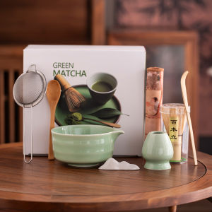 8PCS Set Japanese Matcha Whisk丨Ceremonial Grade Matcha Set Kit丨Whisk Ceramic Bowl