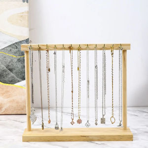 Jewelry Organizer Display Stand Wood Necklace Hanging for Chains Earrings Showcase Storage Rack