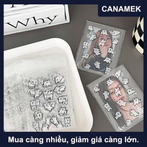 【CANAMEK】 50 cái trong suốt tự dính đóng gói lưu trữ túi dễ thương phim hoạt hình con chó photocard chủ thẻ Bìa bảo vệ ảnh phim bảo vệ