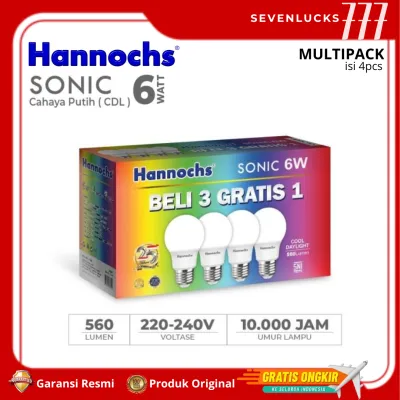 Hannochs Sonic PAKET 4 in 1 Bohlam Lampu LED 18W 13W 10W 6W Cool Daylight Putih - GARANSI RESMI