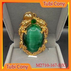 Mặt Dây Chuyền Xanh Thạch Chạm Rồng Mạnh Mẽ Lại Phong Thủy May Mắn M2710-167-DX1