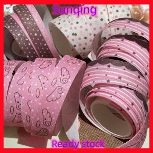SQ Stationery [Flash Sale] Sweet Pink Brown Strawberry Tape Flash Sand Hand Account Decorative Tape Collage Planner DIY School Stationary Sticker Gift