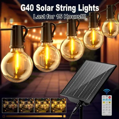 10-20m 32/42Bulbs Solar bulb string lights waterproof G40 party light hanging LED outdoor garden globe Lighting Remote Dimmable Shatterproof Holiday Home Patio Decor
