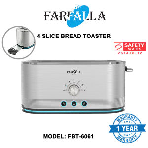 Farfalla FBT-6031 & FBT-6061| 4-Slice Bread Toaster | Wide Slot Stainless Steel Cool-Touch | 3 IN 1