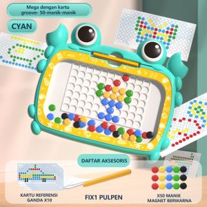 FUNToy Mainan Anak Papan Magnet / Magnetic Board Drawing / Papan Manik Magnet Serbaguna / Mainan Edukasi Kreatifitas / Papan Gambar Motif Kepiting