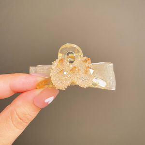 กิ๊บติดผมจับขนาดเล็กประดับโบว์สองด้าน2ชิ้นกิ๊บติดผมไรน์สโตนกิ๊ฟติดผมหน้าผากผู้หญิงหญิงสาวหน้าม้าที่ด้านหลังของที่หนีบผม