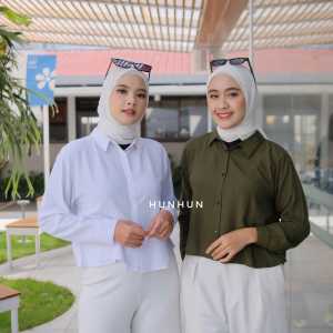 CANDY.GROSIR - Hanin Crop Rayon Crincle//Kemeja Crop// Kemeja fhanel crop Premium Keisya Crop
