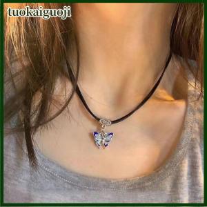 tuokaiguoji Chinese Style Fashion Retro Braided Rope Necklace Butterfly Flower Moon Safety Lock Pendant Necklace For Women Vintage Jewelry