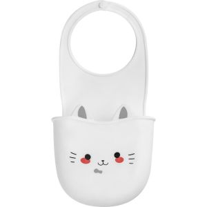 LIANG Silicone Cartoon Cat Hanging Basket Snap Fastener Soft Faucet Sponge Holder Durable White Sink Drain Basket for Home