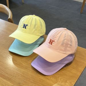 NBANLIKE Letter N Embroidery Quick Dry Baseball Cap Candy Color Sun Protection Breathable Mesh Sunhat Simple Ultra Thin Trucker Hat Female