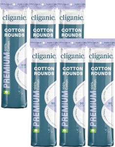 Cliganic Premium 100% Cotton Makeup Remover Pads 540 Count (Pack of 6)
