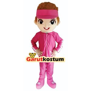Kostum maskot badut marsha topi pink setelan dewasa lucu costume karnaval