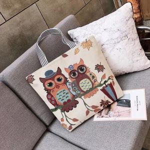 New Upgrade Tas Kanvas Motif Owl Versi Kapasitas Besar