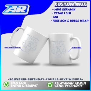 Mug Gelas Custom Print TIMBUL - Mug Kado Ulang Tahun/ Kado Wisuda/ Souvenir Free Box