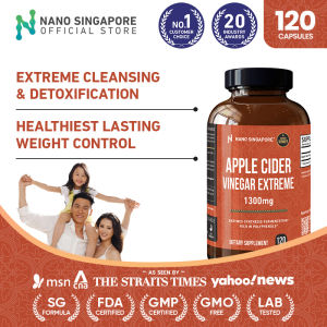 Apple Cider Vinegar Extreme Supplement Capsule 1300mg - High Apple Cider Vinegar Content for Detox Diet Slimming Safe to Take (120 caps)