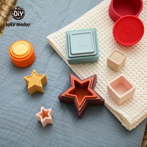 Lets Make Baby Building Blocks Toys Food Grade Silicone Toddler Shape Matching Montessori Games
