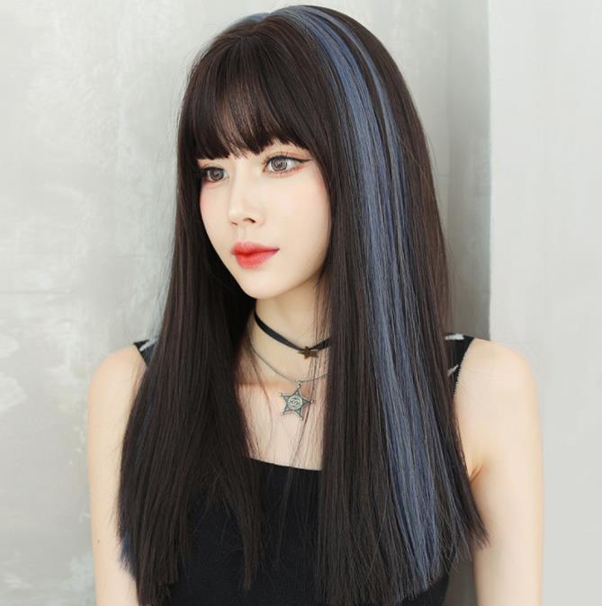 TSE Long Straight Wig Women s Long Hair Wigs With Band Pick Dyed