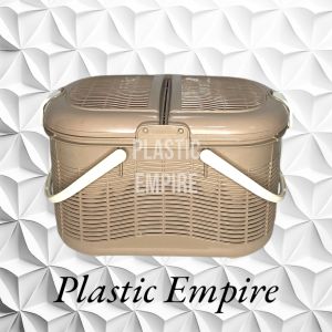 UniGlobal High Quality Picnic Weave Basket w/ Two Opener Lid Side Handle Side Lock Food Storage Picni Organizer Space Saver