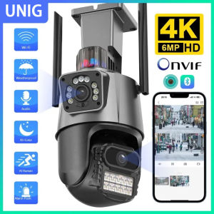 WiFi Waterproof 8MP 4K HP 360 Kamera  PTZ  Dual Lens With Dual Screen IP Kamera Ai Auto Tracking Human Detection Outdoor Wireless cctv outdoor Kamera iCSee APP