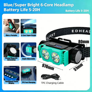 10-year warranty Headlamp Flashlight head lamp led super bright 6-core LED lights Super Bright Long Shot headlight flashlight Magnetic attachment headlamp waterproof original Multifunctional head light flashlight