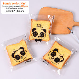 plastic bag cookies packaging 100pcs/pack transparent self-adhesive bread bag cartoon food storage bag pastry bread baked toast handmade food bag