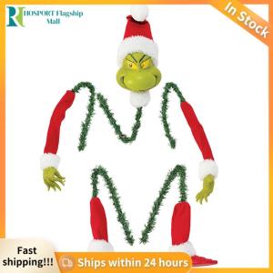 【HFM】 5PCS Arm Leg Head Ornaments Holder Head/Arms and Legs Grinch Stole Stuffed Stuck Topper Garland Ornament Xmas Elf Body Tree Decoration for Xmas Party