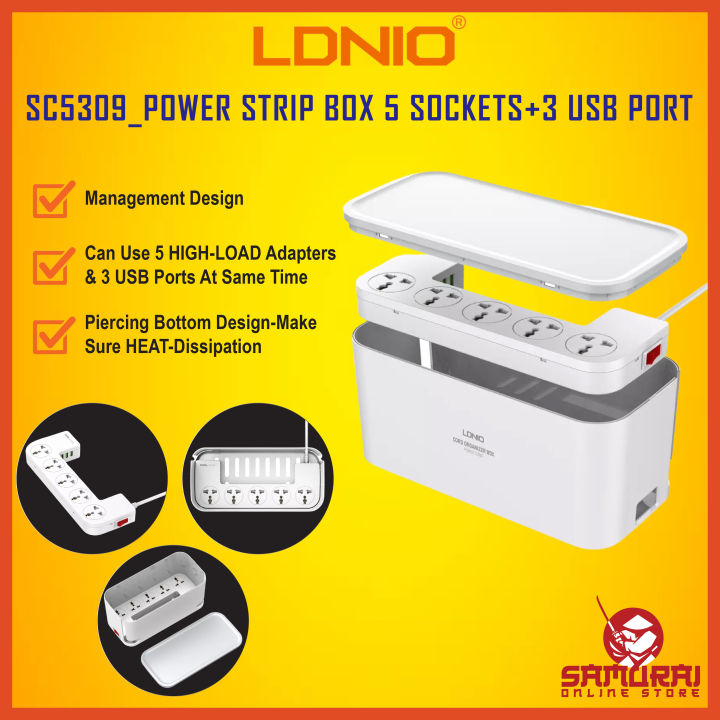 LDNIO SC5309 MANAGEMENT CORD ORGANIZER POWER STRIP BOX WITH 5 SOCKET