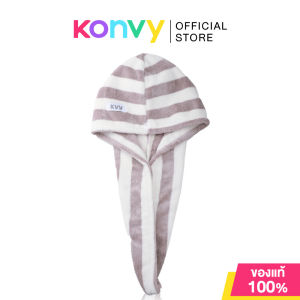 KVY Dry Hair Cap 1pc #Purple & White เควีวาย ผ้าเช็ดผมไมโครไฟเบอร์ (Purple & White/Pink & Green/Pink & White)