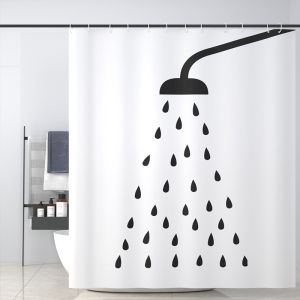 ผ้าม่าน ม่านในห้องน้ำ กันน้ำ กันเชื้อรา ขนาด180X200cm พร้อมห่วงแขวนใช้งานได้ทันที180*200CM