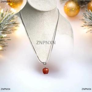 [COD] ZNPNXN Red Big Apple Shape Pendant Necklace Simple Transparent Puffy Love Apple Beaded Crystalchain Necklace