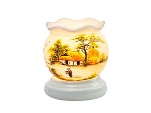 Đèn xông tinh dầu Bát Tràng size 13x10cm sứ thấu quang công suất 6W hoạ tiết đẹp