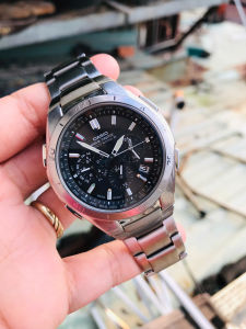 Đồng hồ nam si Nhật Casio wave ceptor solar 6kim lịch vạn niên dây thép