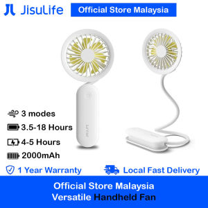 Jisulife Versatile Handheld Mini Fan Portable Rechargeable 2000mAh Flexible Hanging Handheld Mini Fan for Outdoor Indoor Badminton Baby Stroller