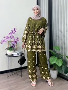 DIVASHION - Setelan Wanita CPLP Size Jumbo Ld 120 Motif Kotak Terbaru Viral Elegan Dan Trendy Busui Rayon Premium