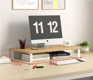 Wooden Monitor Stand Office Computer Monitor Riser Computer Monitor Holder Desktop Storage Rack
