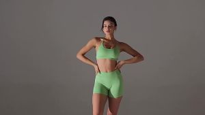 Womens 2-Piece Yoga Sport Set – Nylon Spandex Workout Outfit for Gym Running Jogging Fitness – S to L