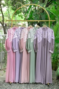 Baju Gamis Wanita Muslimah Gamis Wanita Panjang Ld 110 Bahan Silky Silk Embriodery Mix Bbaydoll Armani
