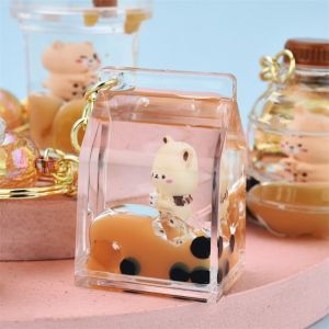 RJZ28 Quà Tặng Sáng Tạo Móc Chìa Khóa Acrylic Móc Khóa Chai Trà Sữa Hoạt Hình Quyến Rũ Túi Móc Khóa Gấu Cốc Trà Sữa Mặt Dây Chuyền Túi Móc Khóa Dầu Lỏngmoc khóa đẹp cutemóc khóa treo balo