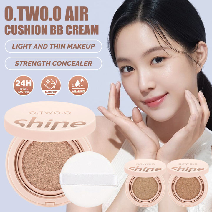 【BUY 1 TAKE 2】O.TWO.O Air Cushion BB Cream Waterproof Foundation Long-lasting Brighten 3 Colors Cosmetics + Pinkflash Blush + Brush [24H Shipping] [Free Shipping]