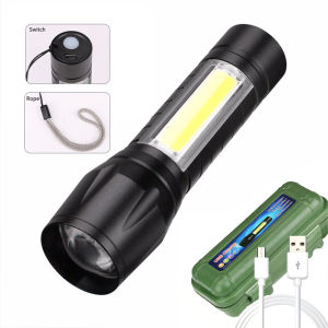 Portable Flashlight Strong Light Rechargeable Waterproof External Side Light Flashlight Heavy Duty