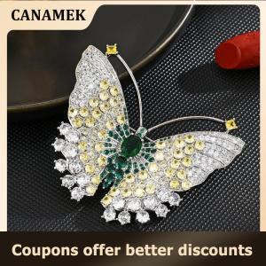 【 CANAMEK 】 Fashion Exquisite Rhinestone Butterfly Brooches For Women Clothing Coat Jewelry Accessories Gift