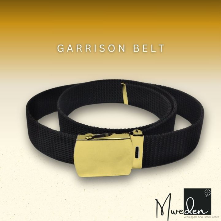 [Mweden] High Quality FREE SIZE Cuttable Garrison Belt GOLD buckle ...