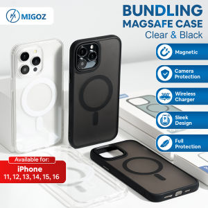 (PAKET BUNDLING) Migoz Magsafe Casing Wireless Magnetic Case For Iphone 11 12 13 14 15 16 PRO MAX