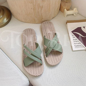 รองเท้าแตะผู้หญิง รองเท้าแตะยาง แบบสวม พื้นนุ่มใส่สบาย สายแต่งไขว้ น้ำหนักเบา T56