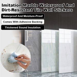 🤩Big Discount🤩Thick Waterproof Dirt Resistant Wall Skirt Living Room Wallpaper Tile Stickers Living Room Peel And Stick Wall Panels Faux Tile Wallpaper Waterproof Stain Resistant Thickened Marble Pattern Self Adhesive Wall Decor