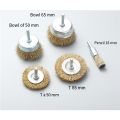 5 in 1 Steel Wire Brass Drill Bit Brush Sanding Wheel With Rod Rust Removal Electric Angle Grinder Wire Brush Set. 