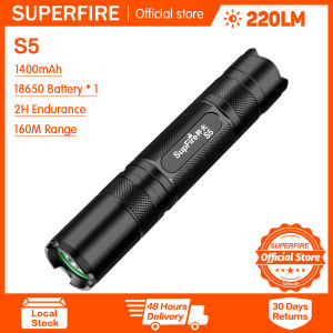 SUPERFIRE Flashlight S5/S5-R5 Mini Portable Flashlight Multimode lighting 220lumens/338lumens rechargeable Torchlight 18650 Li-ion battery IP46 waterproof Christmas gift Birthday gift